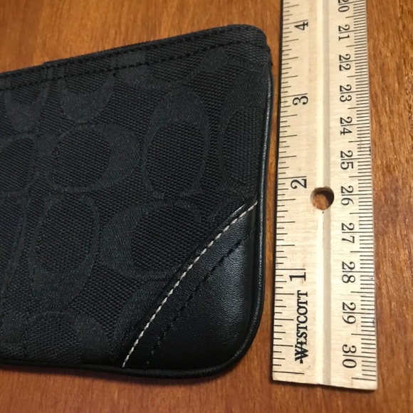 Coach Black Canvas Leather Signature C Wristlet Mini Pouch - Picture 10 of 12